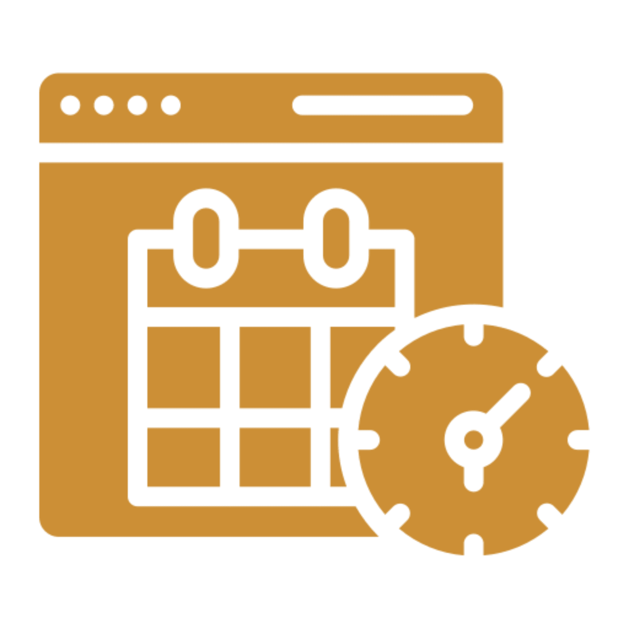 Calendar and clock icon on screen