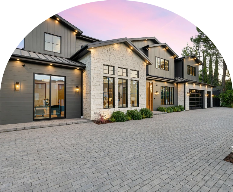 Elegant house exterior at dusk