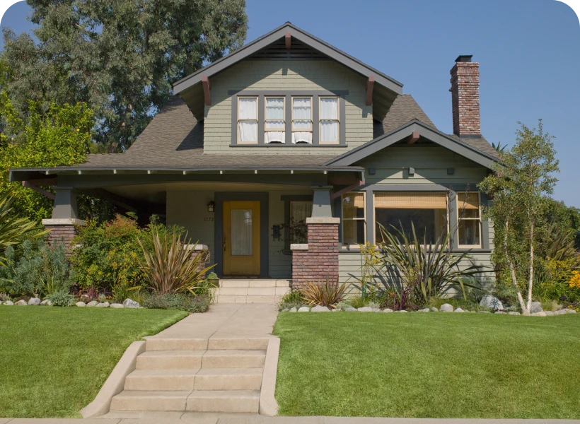Classic bungalow with brick chimney and garden